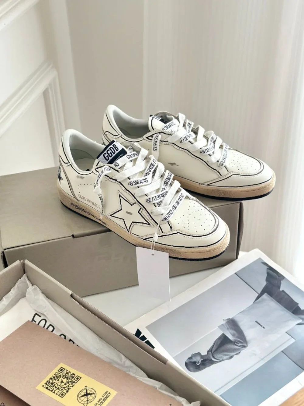 Golden Goose White and Black Women's Sneakers - Picture 2 of 9